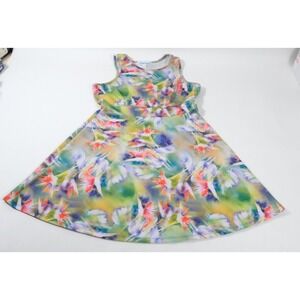 Dawn Davis Dress Womens Petite L Multi Bird Of Paradise Art & Sol Fit And Flare